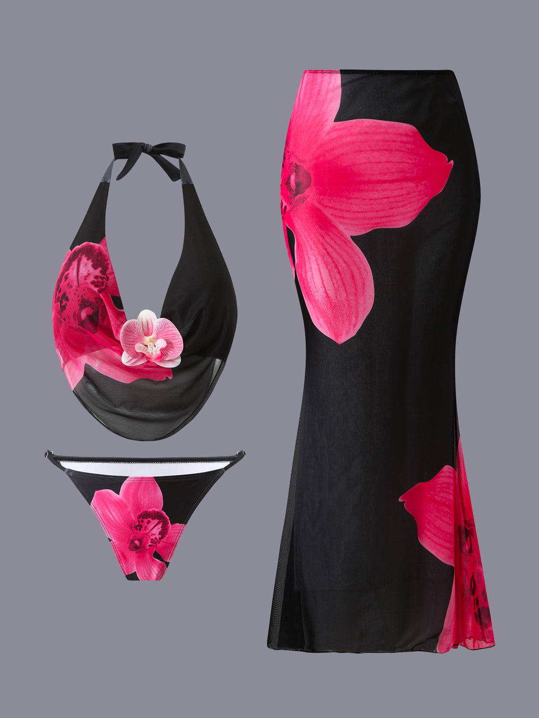 Dame Bikini-sæt med blomstret design og elegant indpakningstop Skovae