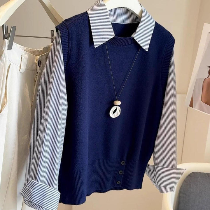 Dame upscale pullover med skjortekrave Stilla