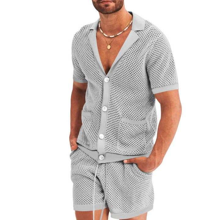 Herre Åndbart Fritidssæt med struktureret Overdel og Shorts Stilla