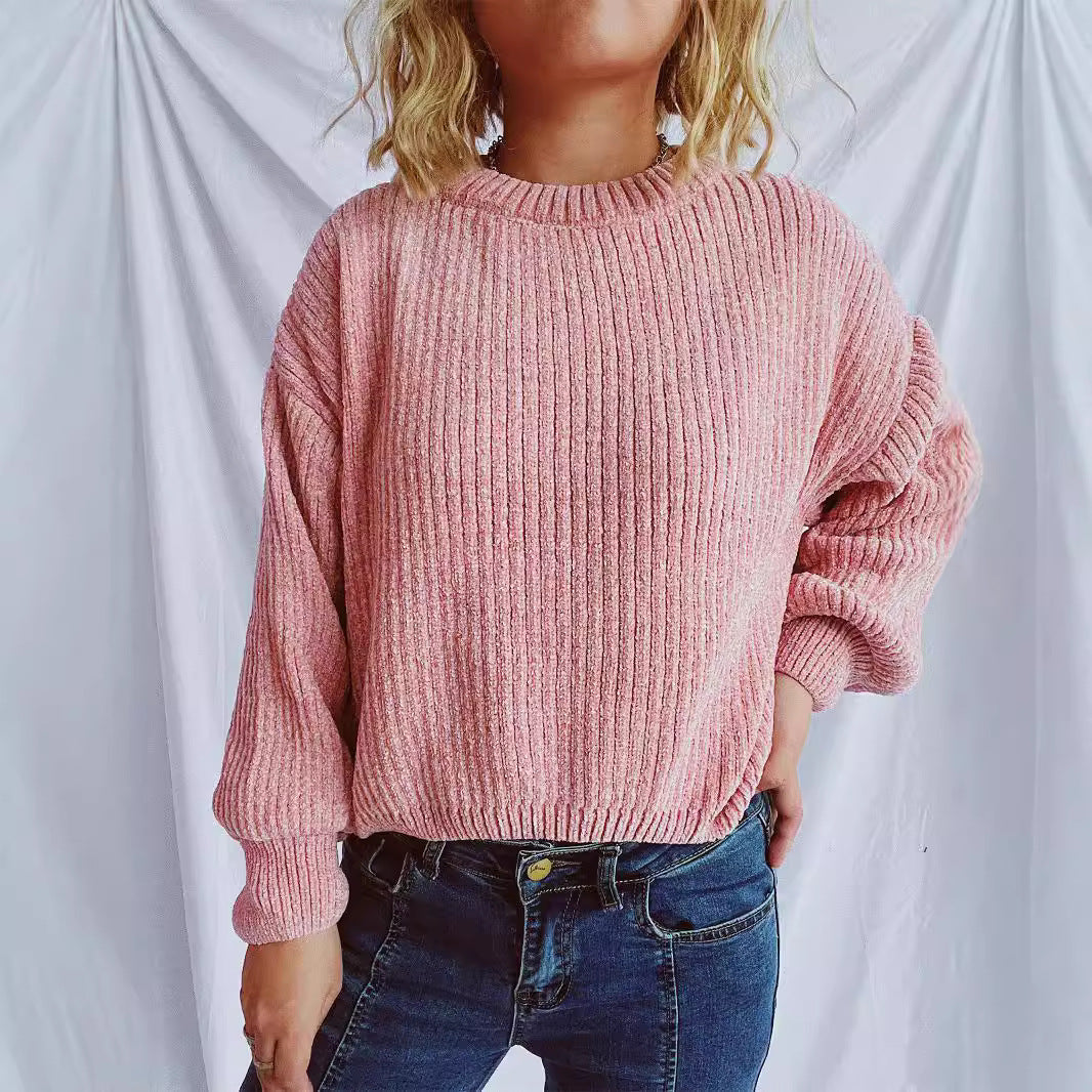 Kvinders hyggelige chunky striktrøje med brede ærmer og tekstureret design Stilla