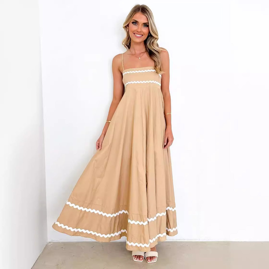 Dame Maxikjole med elegante flæsedetaljer Stilla