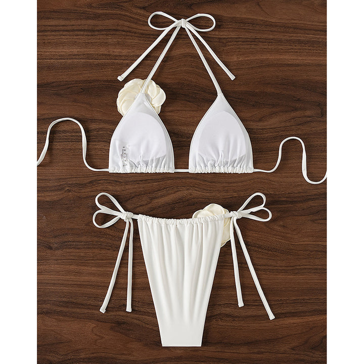 Dame triangel-bikini med dekorativ blomster detalje Skovae