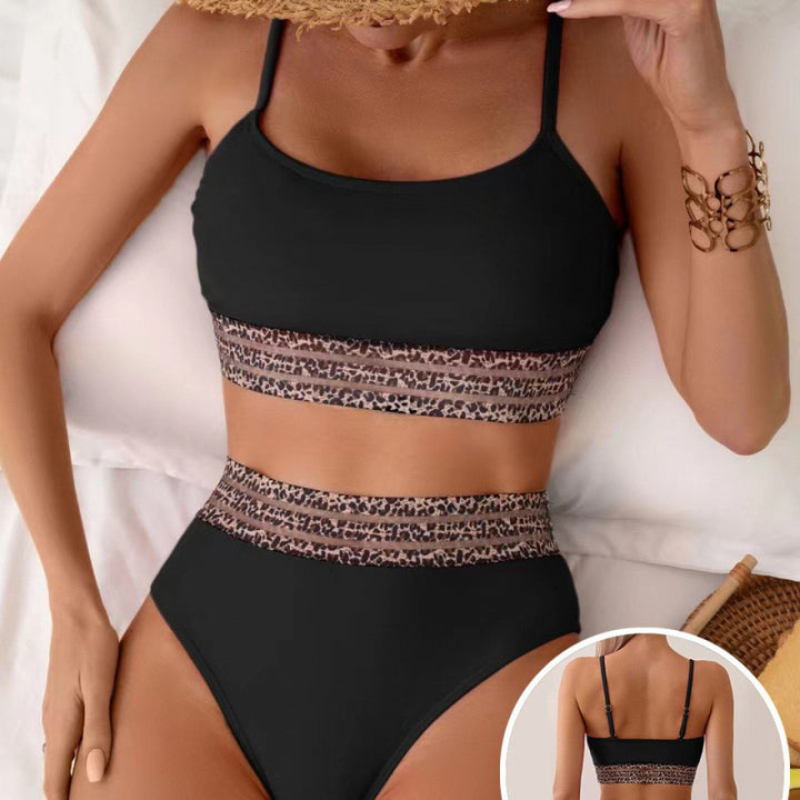 Damer Bikini-sæt med stilfuld høj talje og moderigtigt dyreprint Skovae