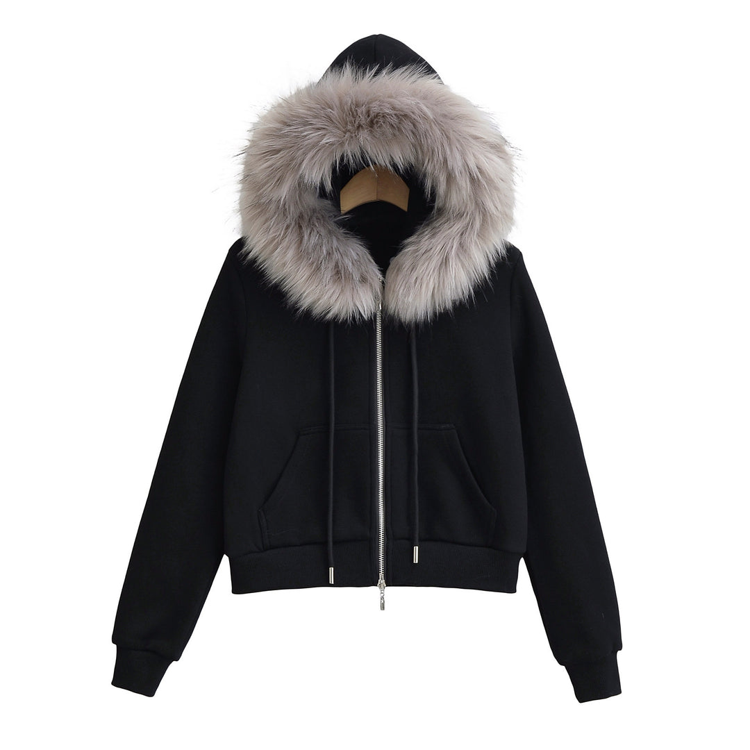 Dame Hoodie med aftagelig kunstpels og moderne snit Stilla