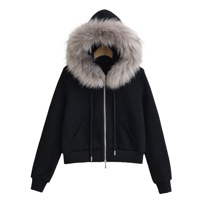 Dame Hoodie med aftagelig kunstpels og moderne snit Stilla