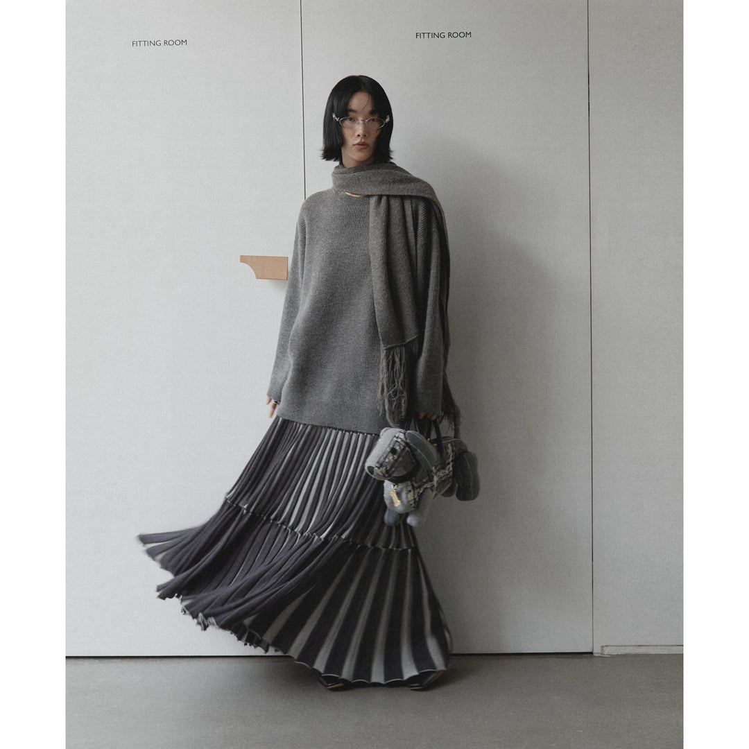 Dame hyggelig oversized pullover med høj krave og behagelig struktur Stilla