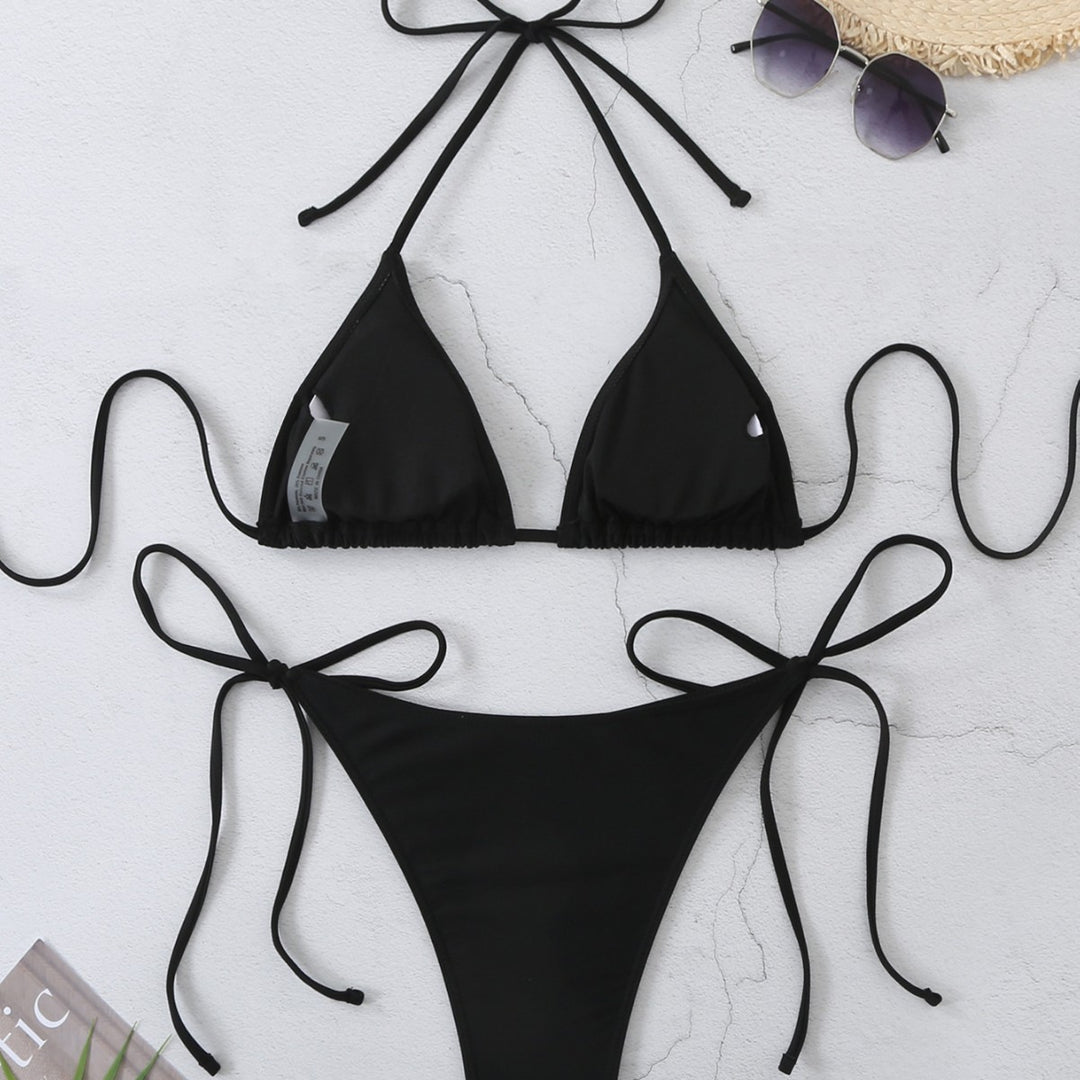 Dame Triangle Tie-Front Bikini Sæt Stilla