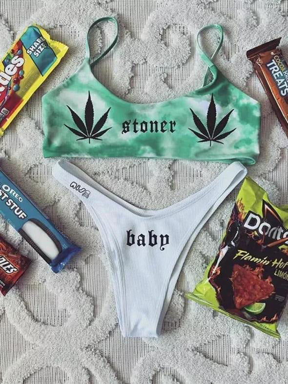 Dame Sport-Bikini med iøjnefaldende grafikdesign Skovae