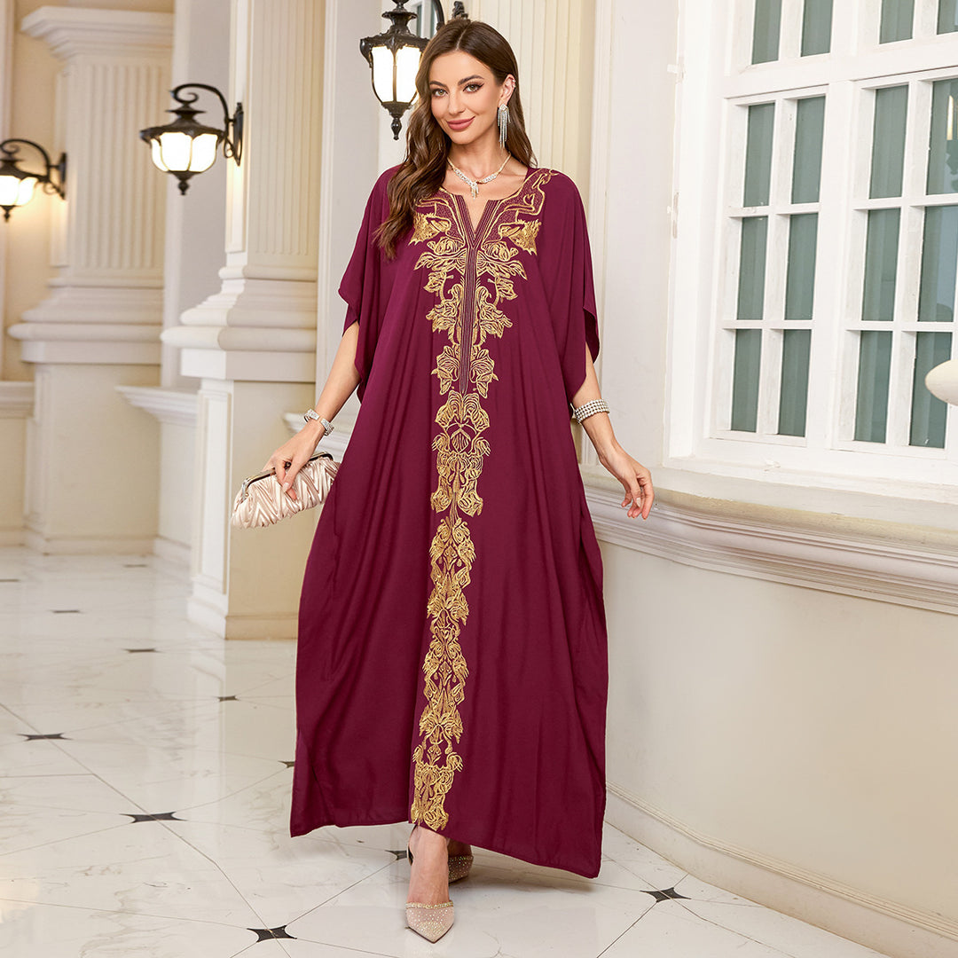 Dame Kaftan med eksklusivt gyldent broderi og elegant snit Stilla