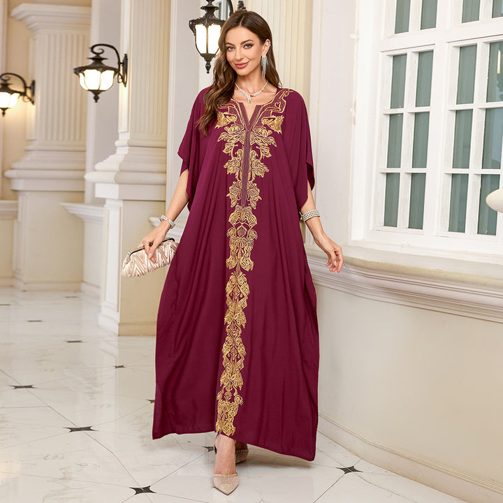 Dame Kaftan med eksklusivt gyldent broderi og elegant snit Stilla