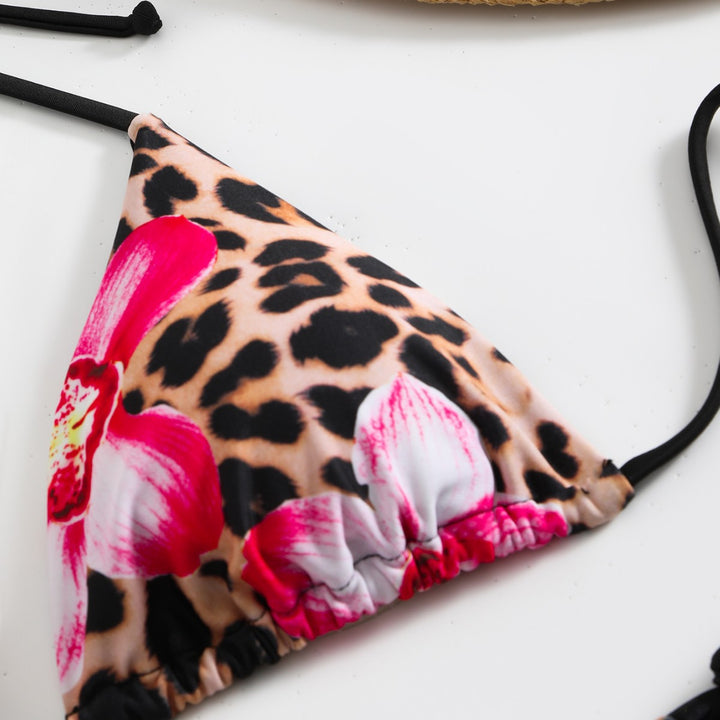 Kvinde Triangel-Bikini med blomster- og dyreprint Skovae