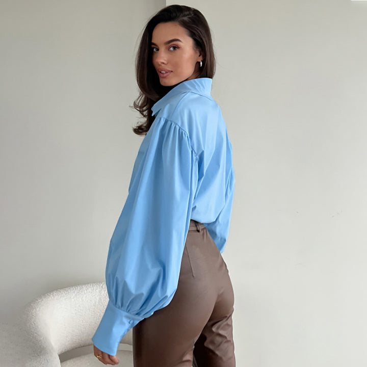 Dame trendy bluse med voluminøse ærmer og moderne snit Stilla
