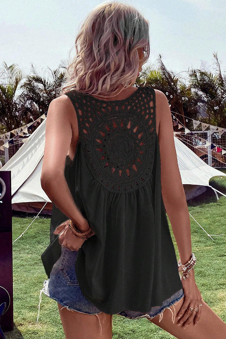 Dame Bohemian Hækle Ryg Tank Top Stilla