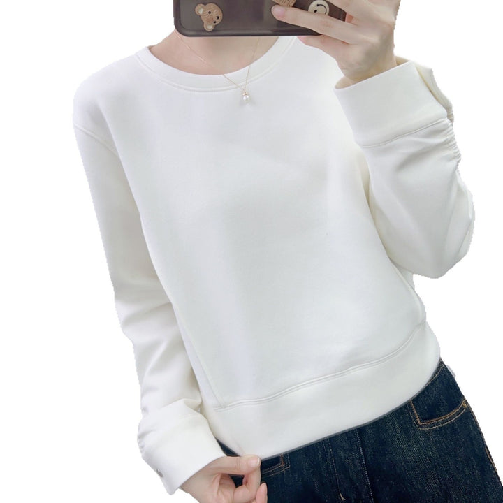 Dame behagelig sweatshirt med elegant rund hals og bløde manchetter Stilla