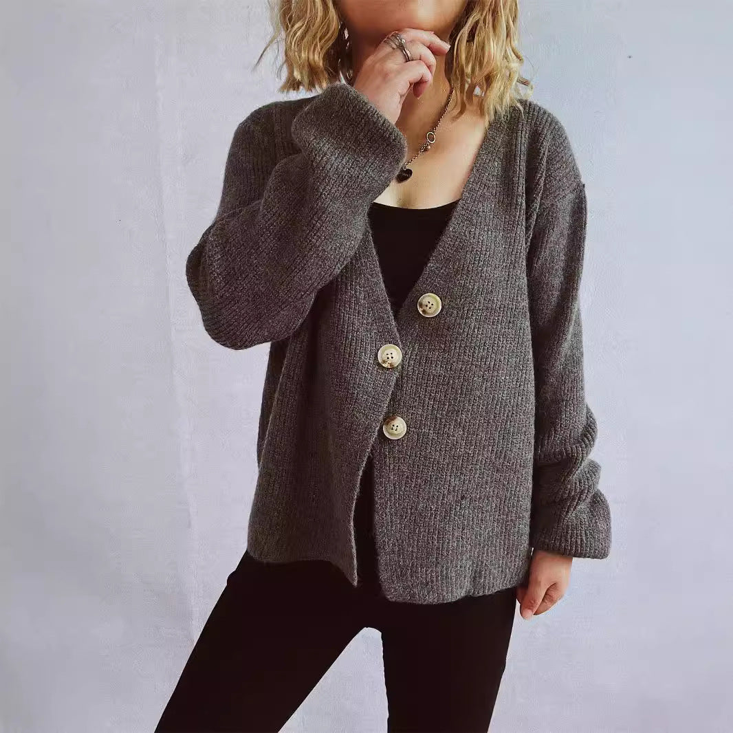 Damer hyggelig cardigan med store knapper og struktureret design Stilla