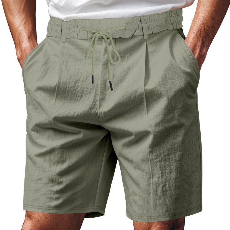 Herrer knæ-lange lette funktionelle shorts med elastisk talje, snortræk og dybe stiklommer Skovae