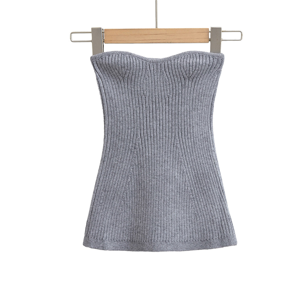 Dame Bandeau-top med fin ribstruktur og elastisk støtte Stilla