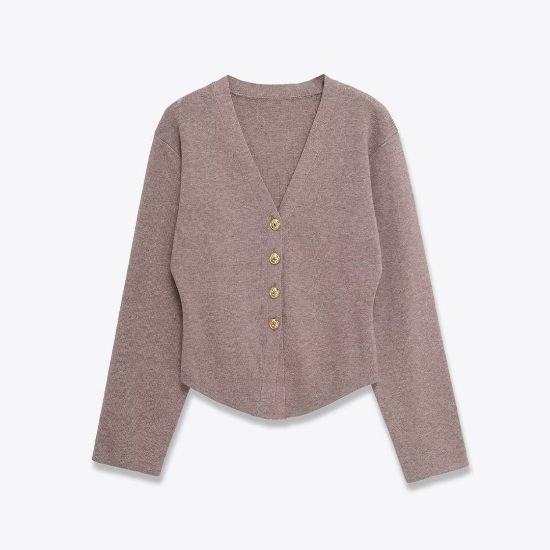 Dame cropped strikjakke med elegante knapdetaljer Stilla