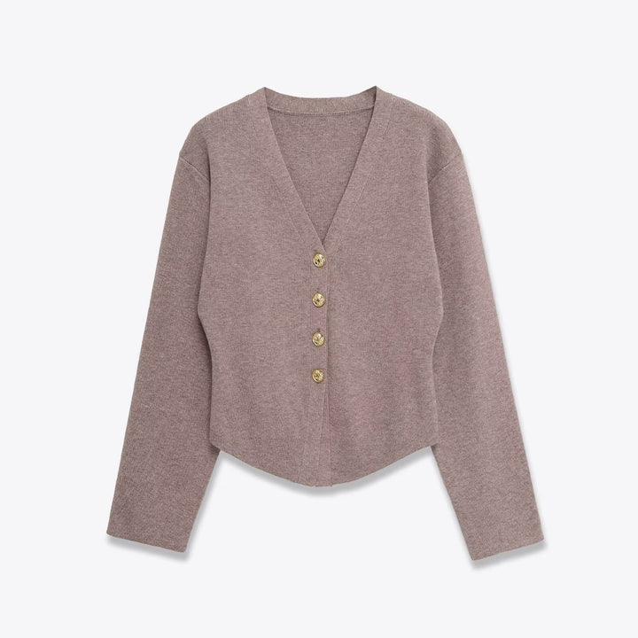Dame cropped strikjakke med elegante knapdetaljer Stilla