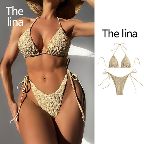 Dame Triangle-Bikini med struktureret design Skovae