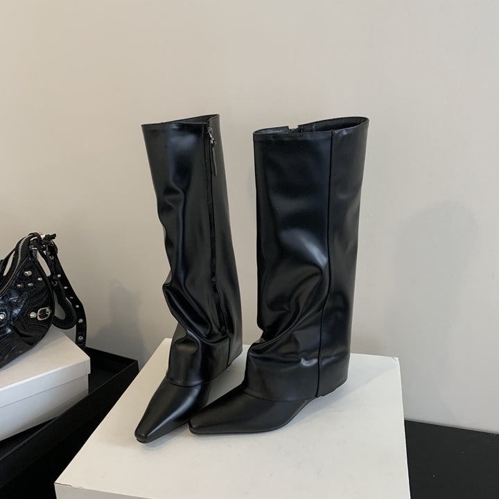 Dame High Fashion støvler med spidse tæer og elegant blokhæl Stilla