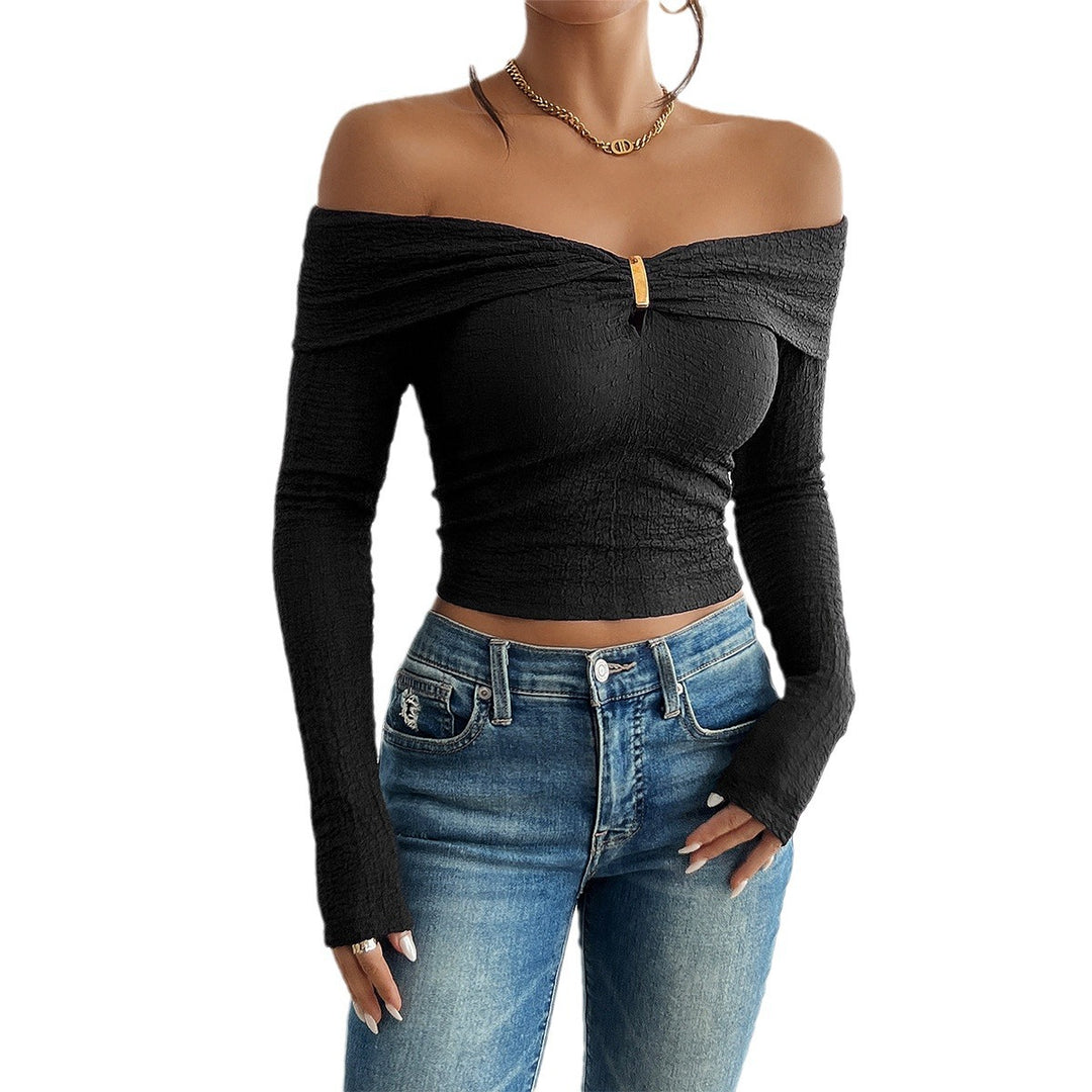 Dame Off-Shoulder Cropped-Top med elastisk tekstur og modische rynkeelementer Stilla