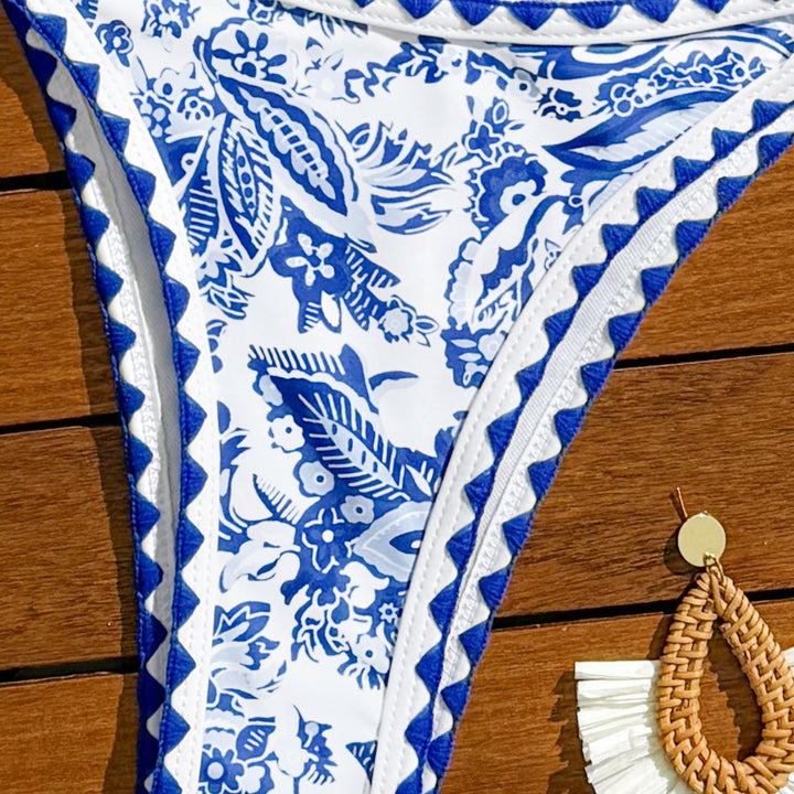 Dame bikini-sæt med blomster-motiver og detaljeret accent Stilla