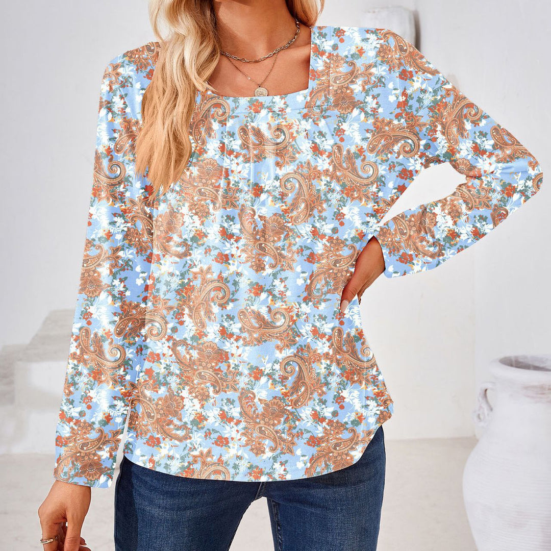 Damer bluse med blomster jacquard-mønster og løs pasform Stilla
