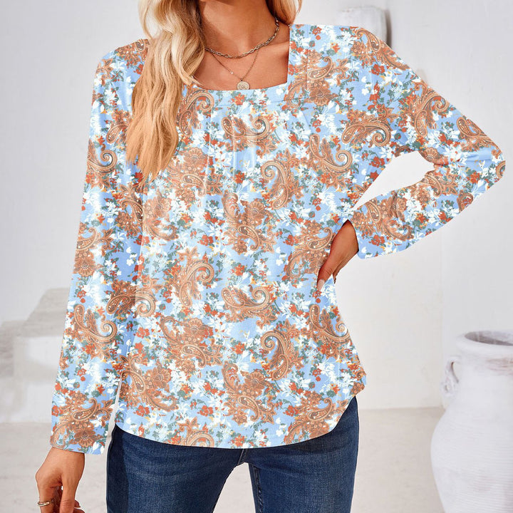 Damer bluse med blomster jacquard-mønster og løs pasform Stilla