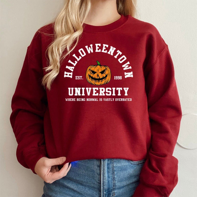 Kvindernes sweatshirt med kreativ Halloween-design og behagelig pasform Skovae