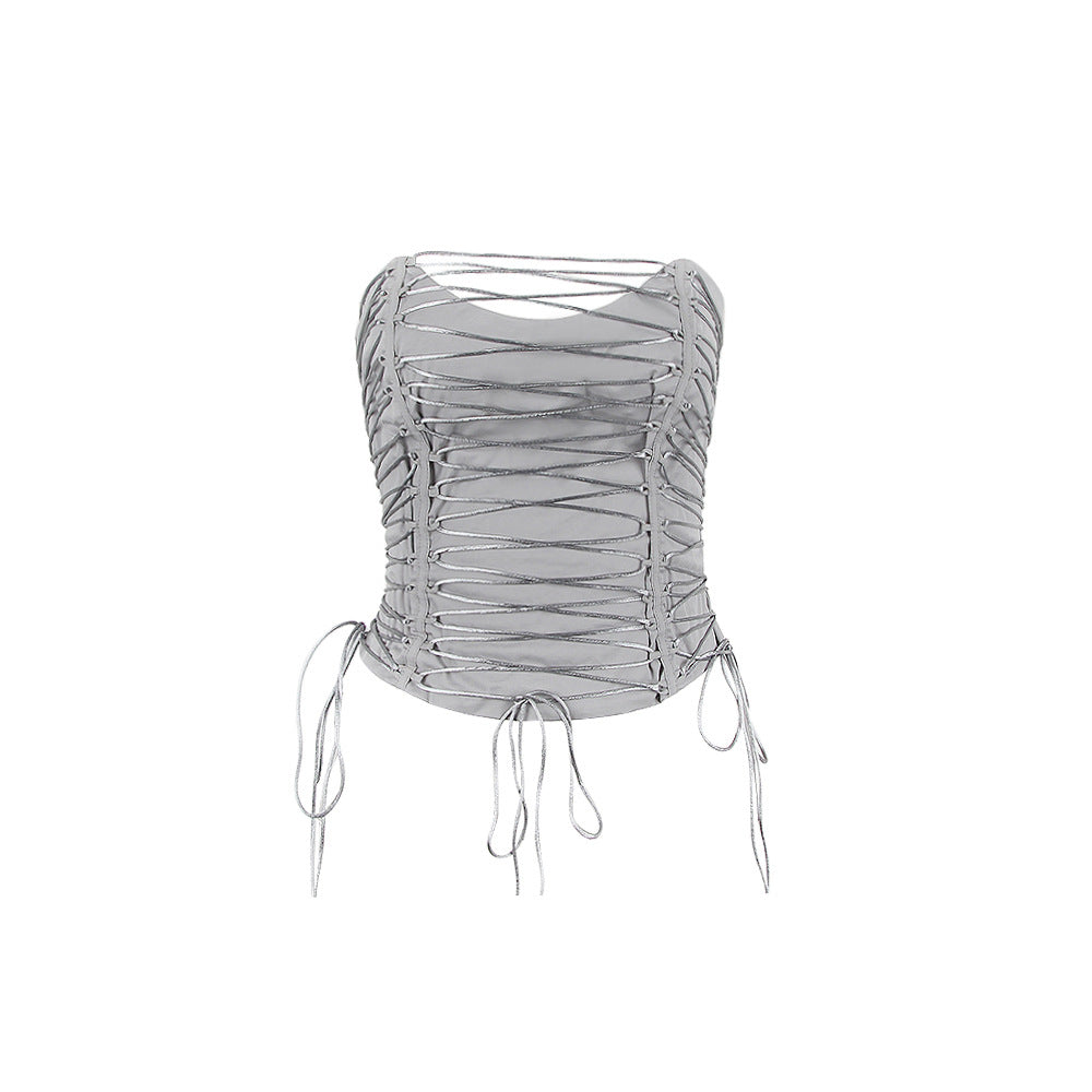 Dame Corsage Top med raffineret snøredesign Stilla