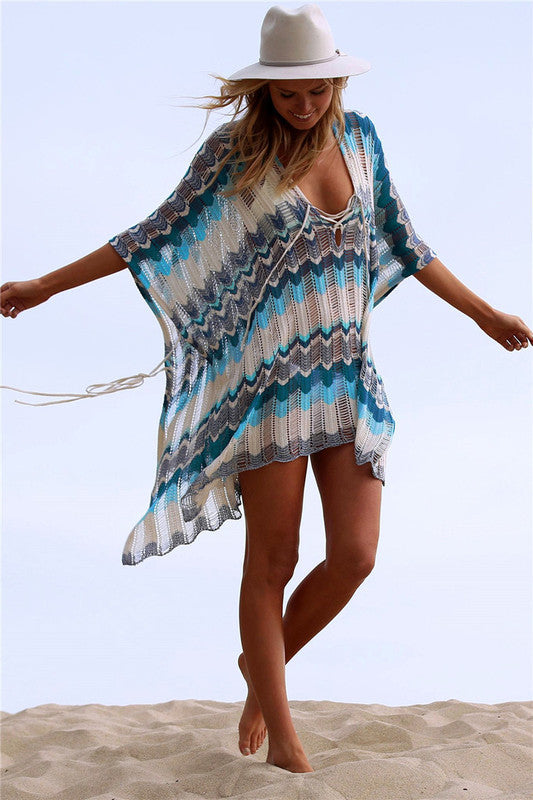 Dame afslappet strandcover-up med fletlignende design Skovae