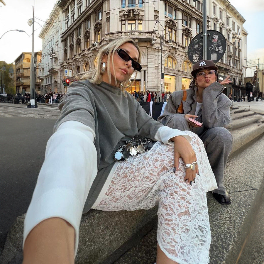 Dame Løs Oversized T-shirt med Drapering Stilla