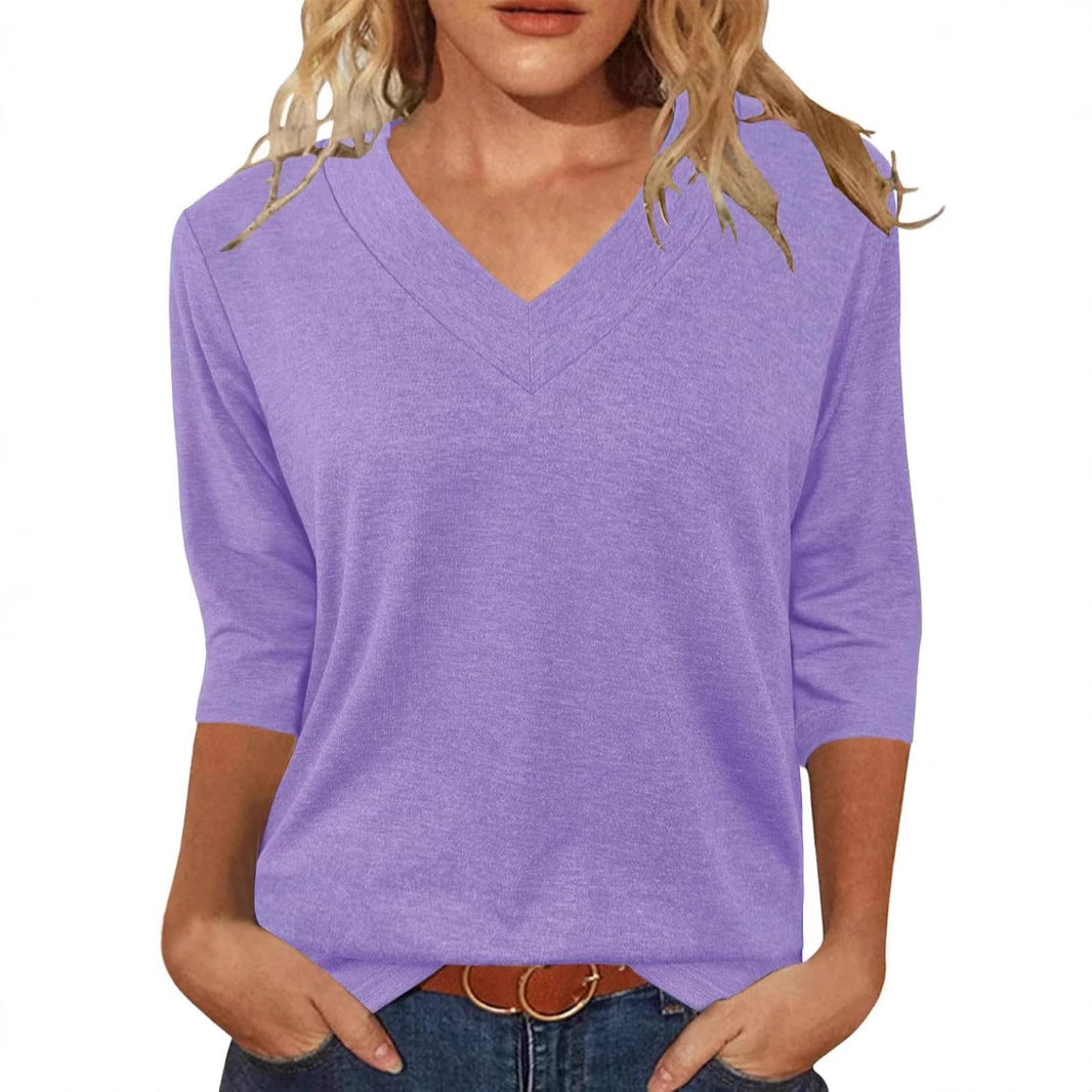 Dame Relaxed Fit V-Udskærings Top Stilla