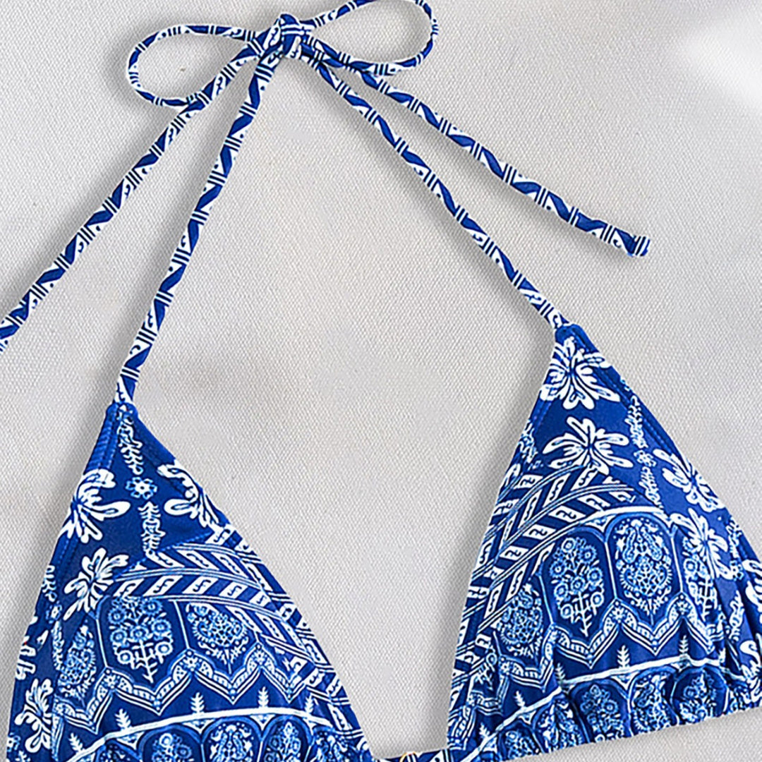 Dame Triangel-bikini med legende blomsterdesign og bindbare stropper Skovae