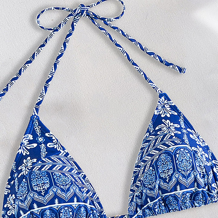 Dame Triangel-bikini med legende blomsterdesign og bindbare stropper Skovae