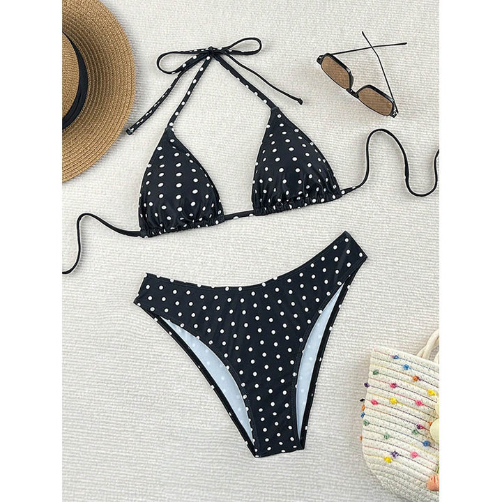 Dame triangel-bikini med smart leo-mønster Skovae