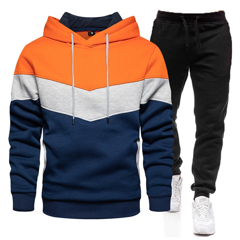 Herre sporty hoodie- og joggingbuks sæt med kontrastsyninger Stilla