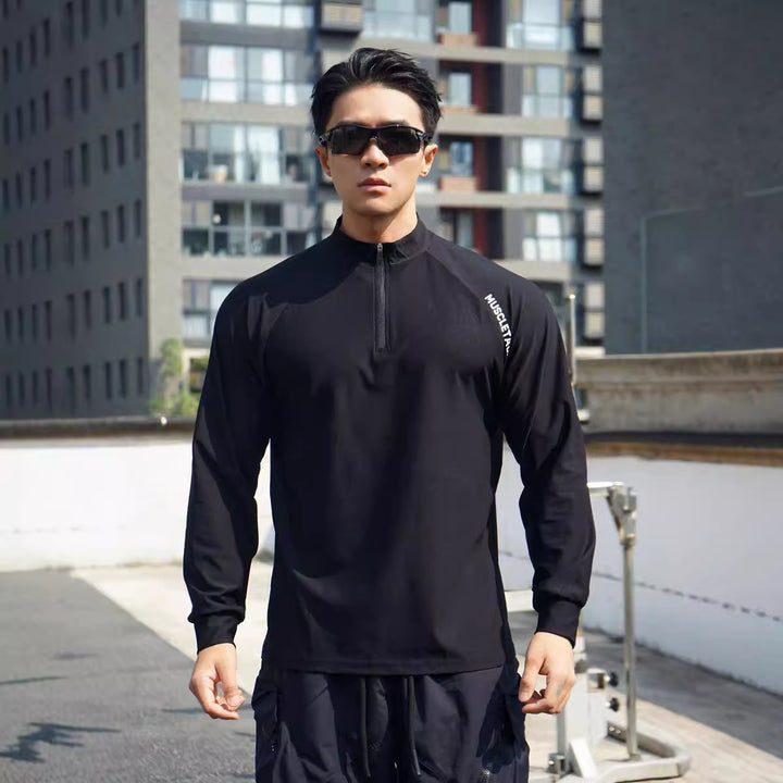 Herren Langarm Funktionsshirt med halv lynlås Stilla