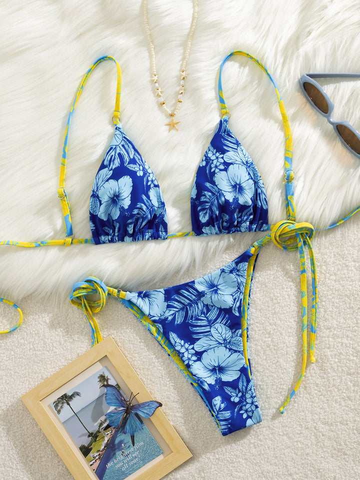 Dame triangel-bikini med blomsterdesign Skovae