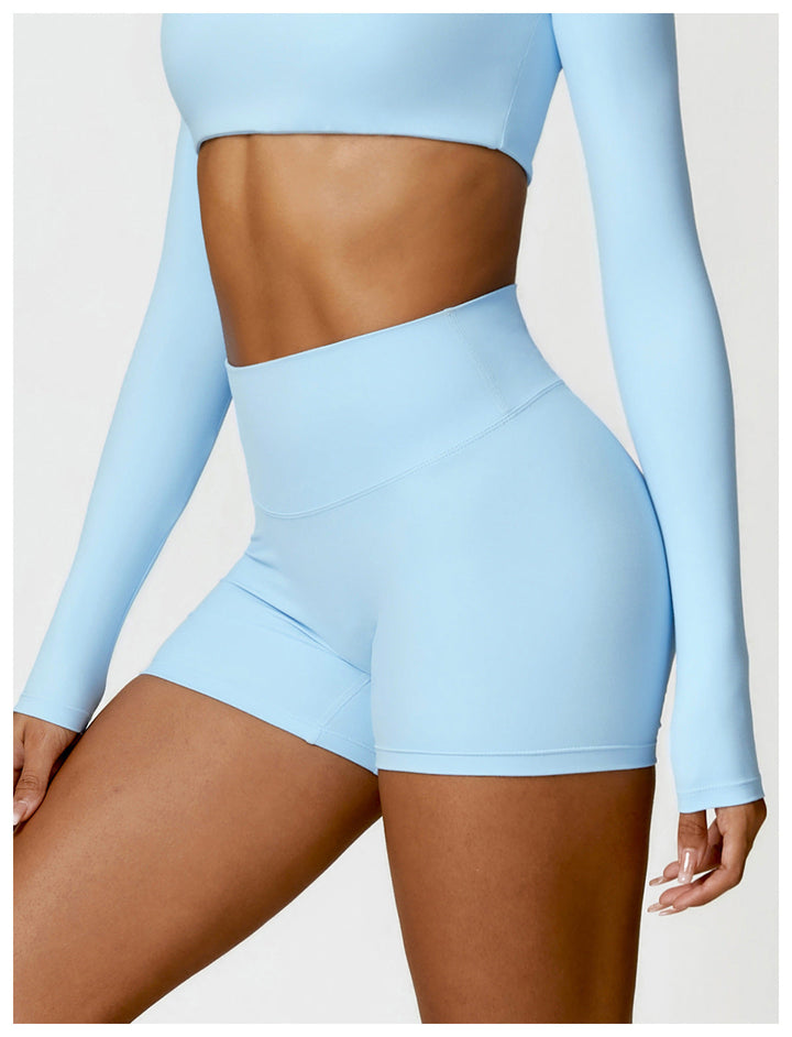 Stilla | Talje Børstet Yoga Shorts Mave Kontraherende Fersken Hip Raise Slim Fit Løbe Fitness Bukser