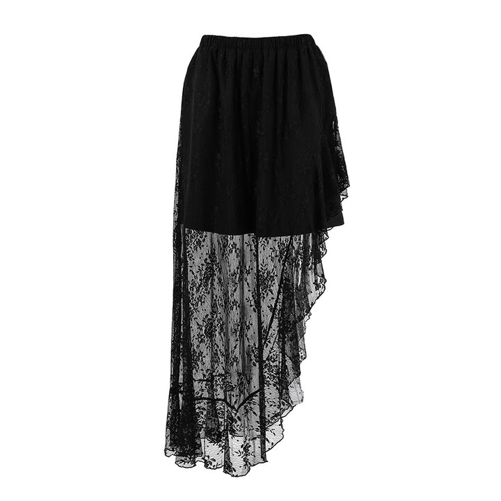 Dame maxi-nederdel med asymmetrisk flæse-design lavet af let chiffon Stilla