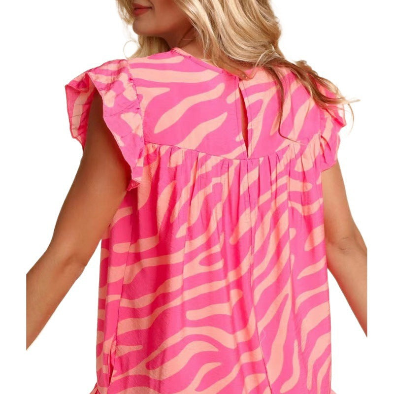 Dame Lag Ruffle Mini Kjole med Lommer Stilla