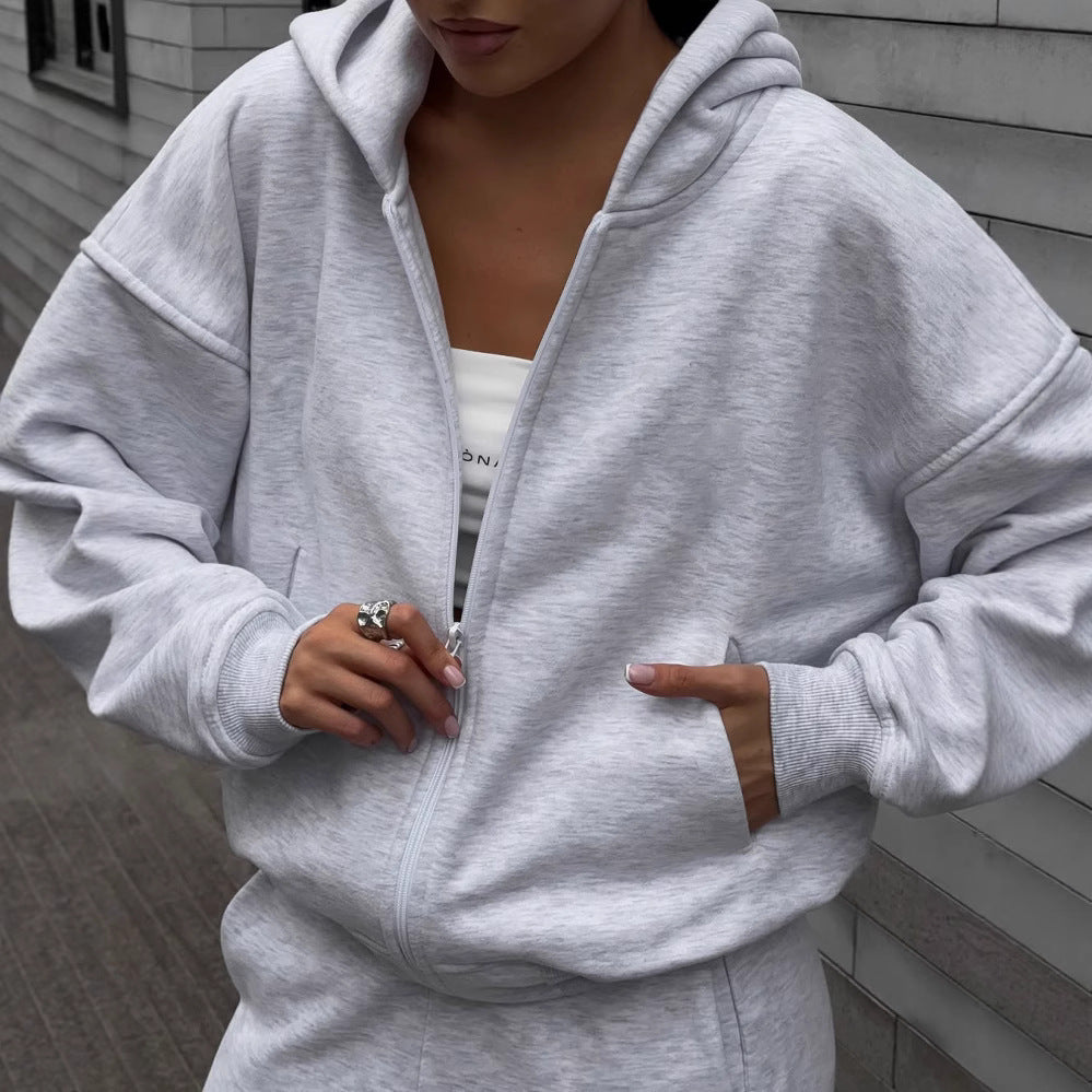 Kvinders afslappede oversized sweatshirt og bredskårne joggers sæt Skovae