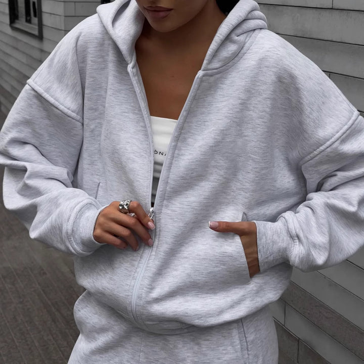 Kvinders afslappede oversized sweatshirt og bredskårne joggers sæt Skovae