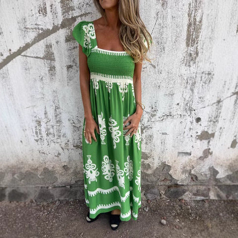 Dame Boho-Chic Firkantet Udsnit Maxikjole Stilla