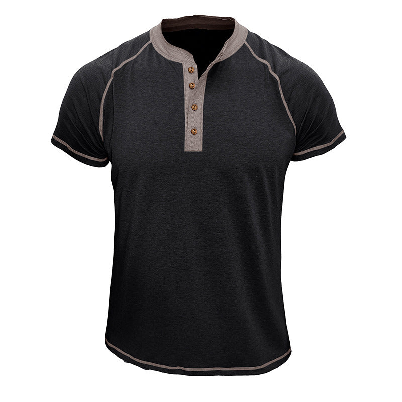 Herrer Kortærmet Henley-T-shirt med kontrastdetaljer og slidstærkt stof Stilla