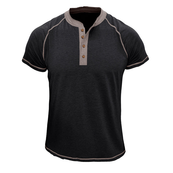 Herrer Kortærmet Henley-T-shirt med kontrastdetaljer og slidstærkt stof Stilla