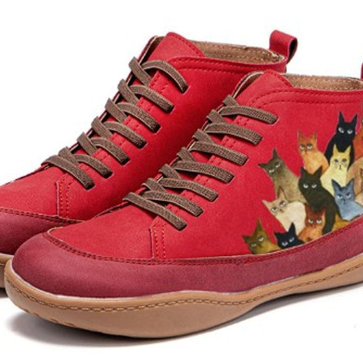 Dame High-Top Sneakers med unikt katte design Stilla
