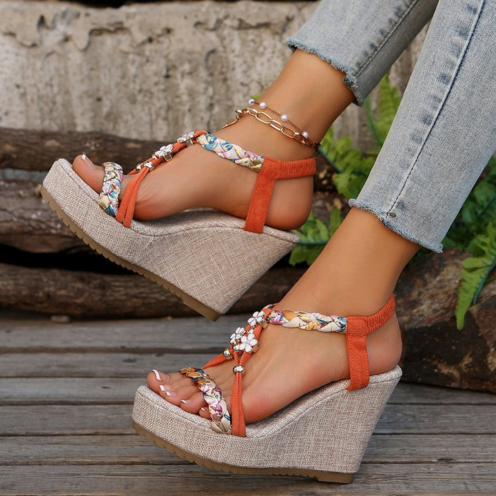 Dame Wedge-sandaler med blomstret detalje og skridsikker sål Stilla